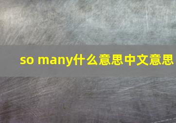 so many什么意思中文意思